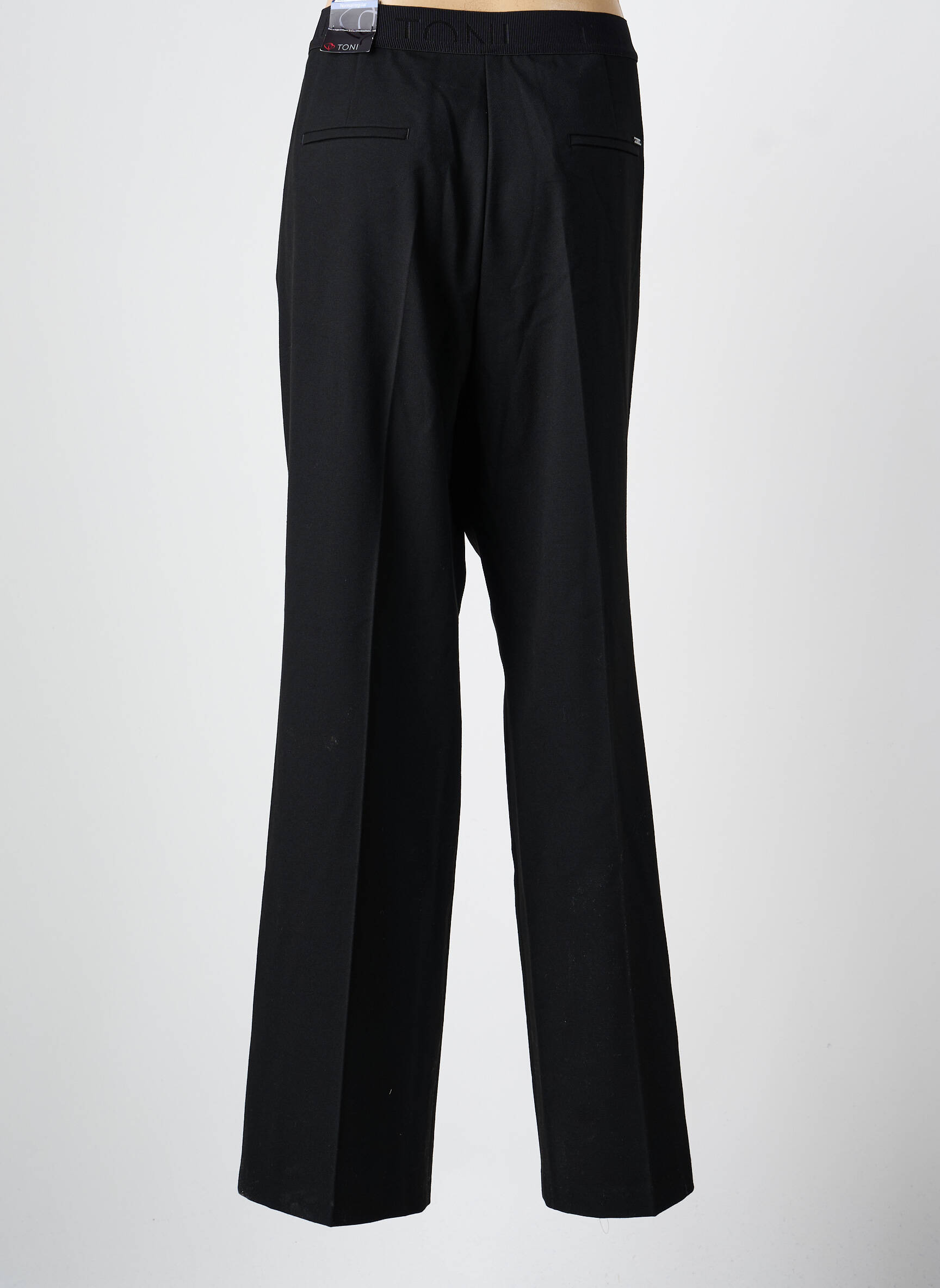 Pantalon droit tissage crêpe taille normale noir TONI femme