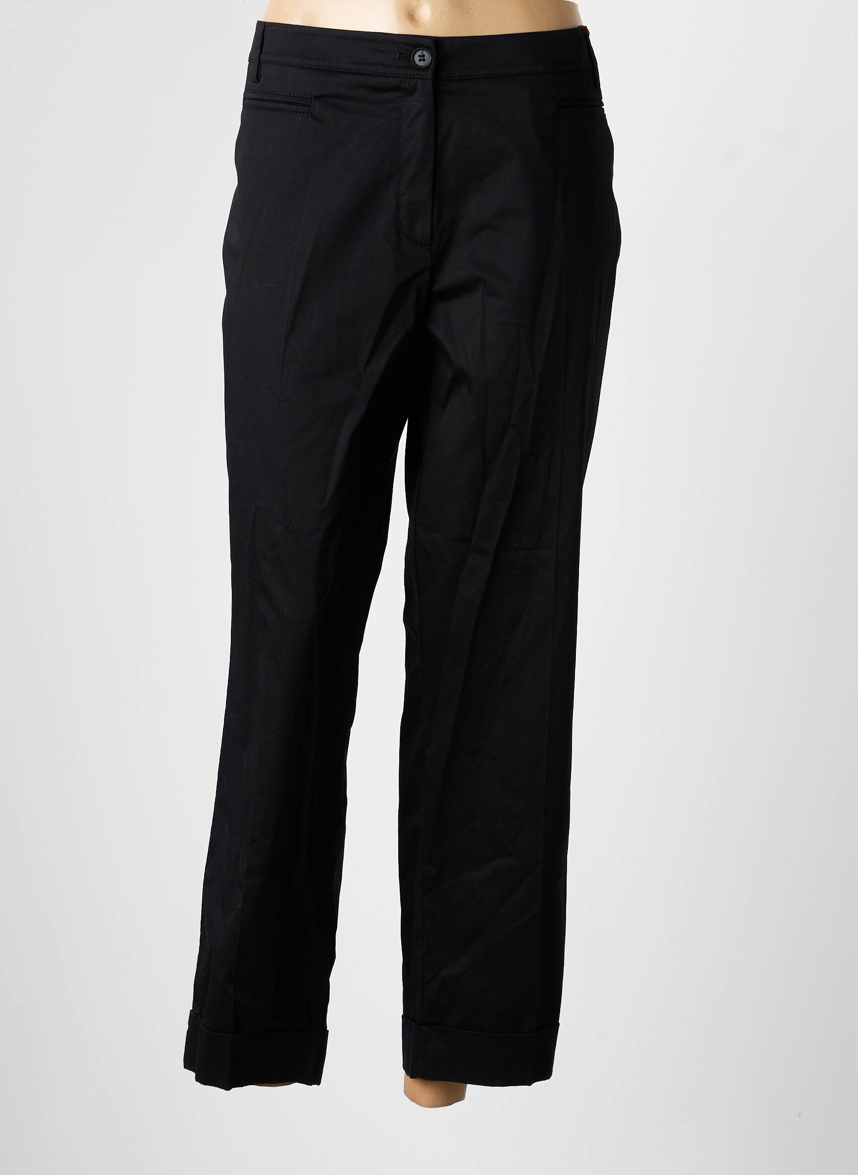 Pantalon droit tissage popeline taille normale noir OLSEN femme
