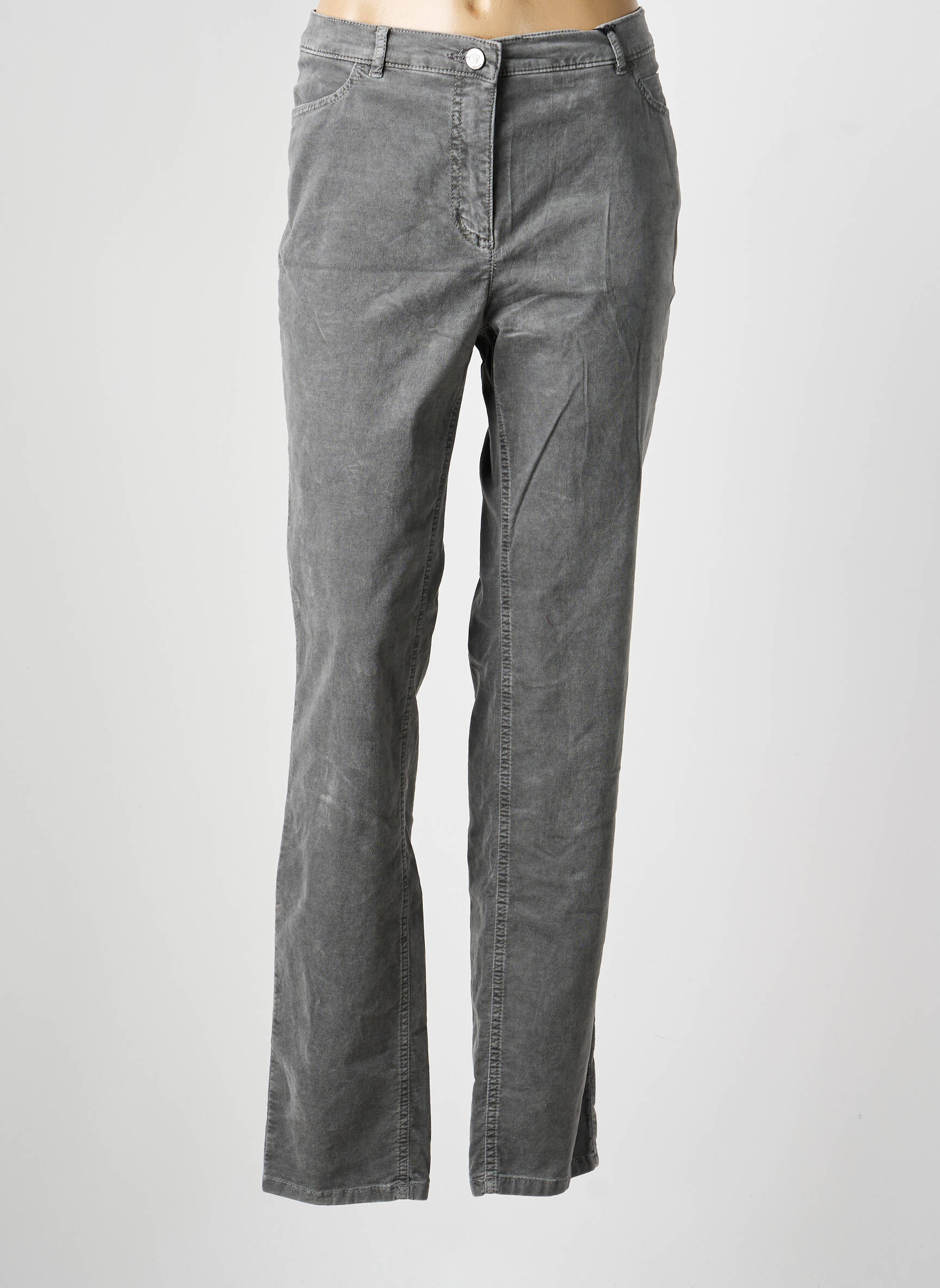 Pantalon slim tissage popeline taille normale gris TONI femme