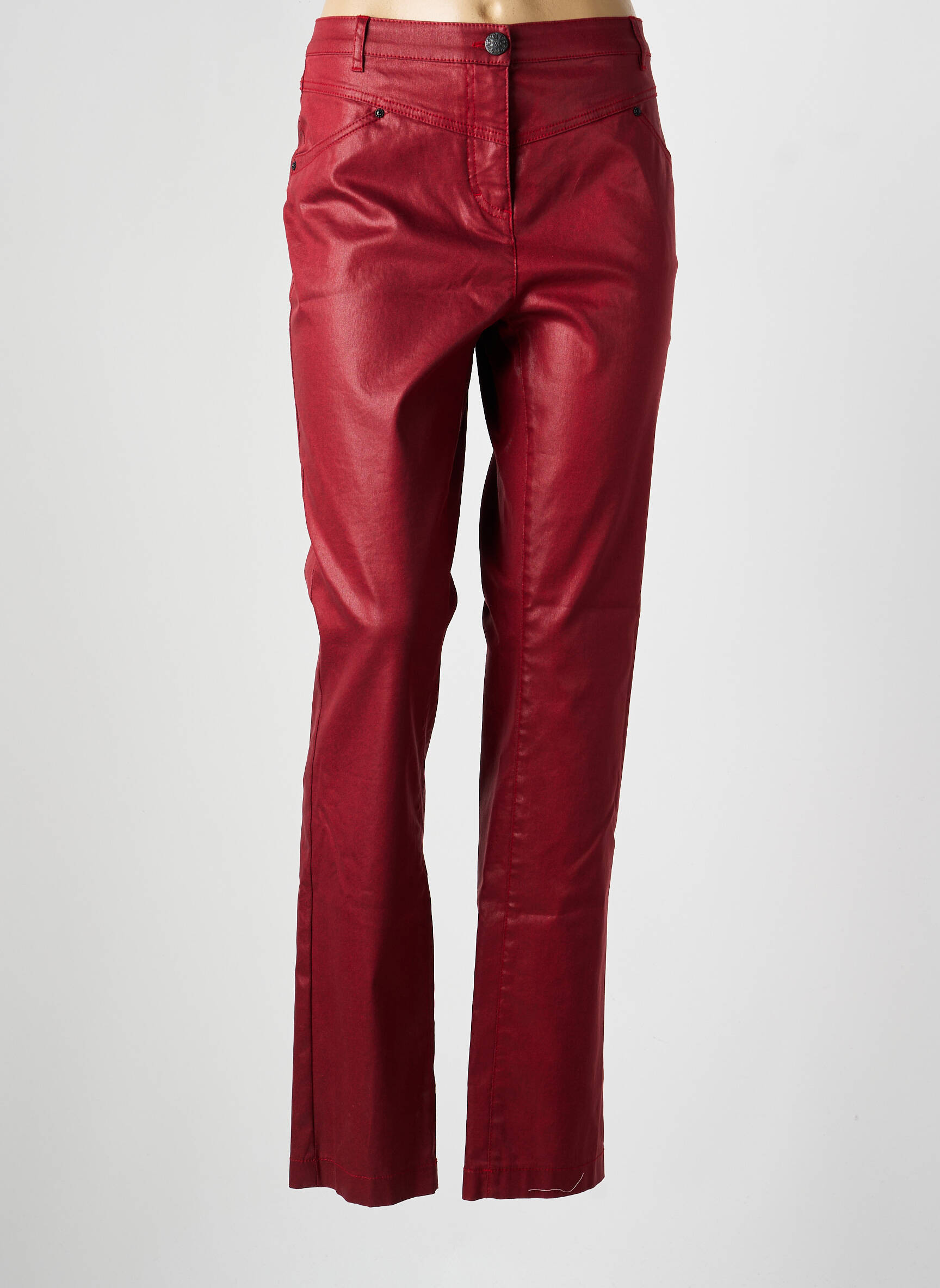 Pantalon slim tissage enduit taille normale rouge PAUSE CAFE femme