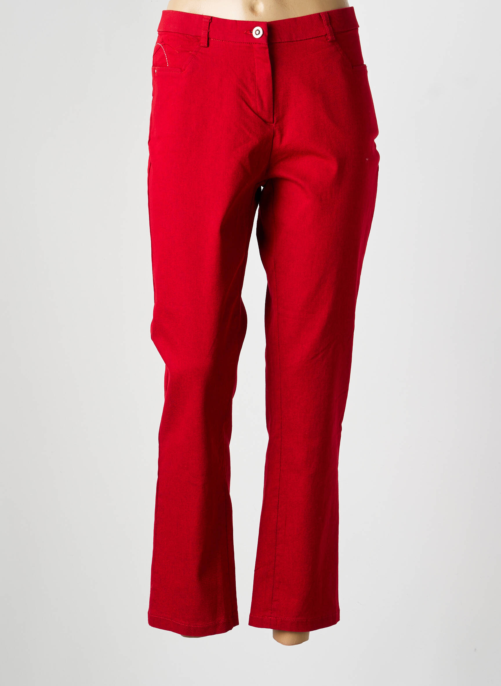 Jeans coupe slim stretch taille normale rouge CHRISTINE LAURE femme