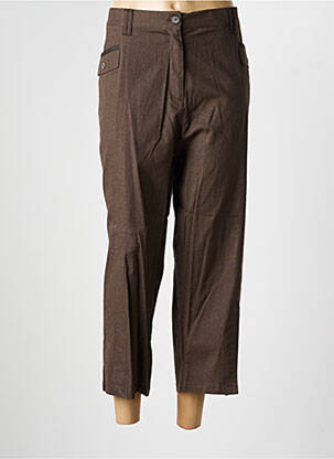 Pantalon 7/8 taille élastique taille normale marron LEWINGER femme