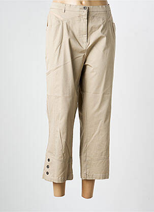 Pantalon 7/8 tissage popeline taille normale beige LEWINGER femme