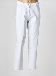 Pantalon slim tissage popeline taille normale blanc CHRISTINE LAURE femme