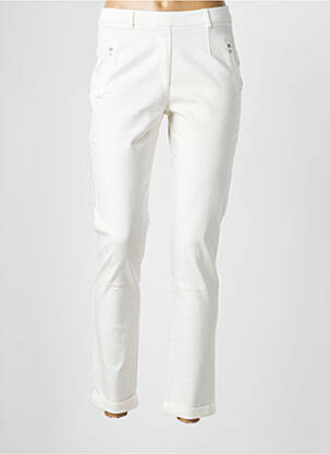 Pantalon slim taille élastique taille normale blanc CHRISTINE LAURE femme