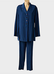 Ensemble pantalon col chemisier bleu CLAUDIA GIL femme