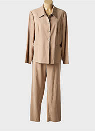 Ensemble pantalon col chemisier marron PRUNELLE femme