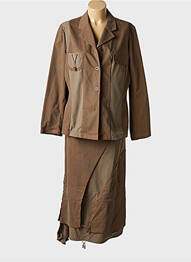 Ensemble jupe fermeture boutonnée sur le devant marron UN POINT C EST TOUT femme