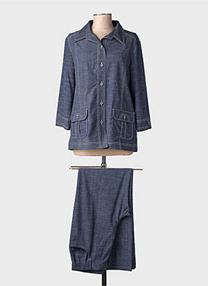 Ensemble pantalon col chemisier bleu FINNKARELIA femme