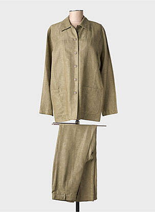 Ensemble pantalon col chemisier vert PRUNELLE femme