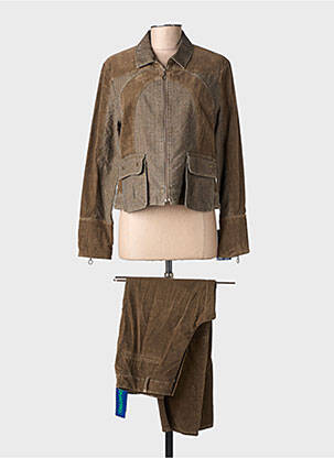 Ensemble pantalon col chemisier marron QUATTRO femme