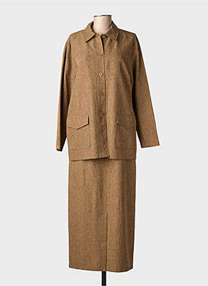 Ensemble jupe fermeture boutonnée sur le devant marron LEWINGER femme