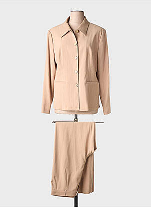Ensemble pantalon col chemisier beige PRUNELLE femme