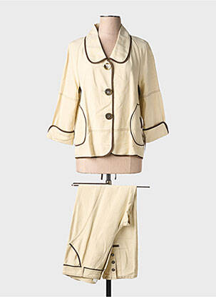 Ensemble pantalon col chemisier beige QUATTRO femme