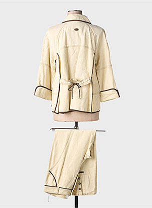 Ensemble pantalon col chemisier beige QUATTRO femme