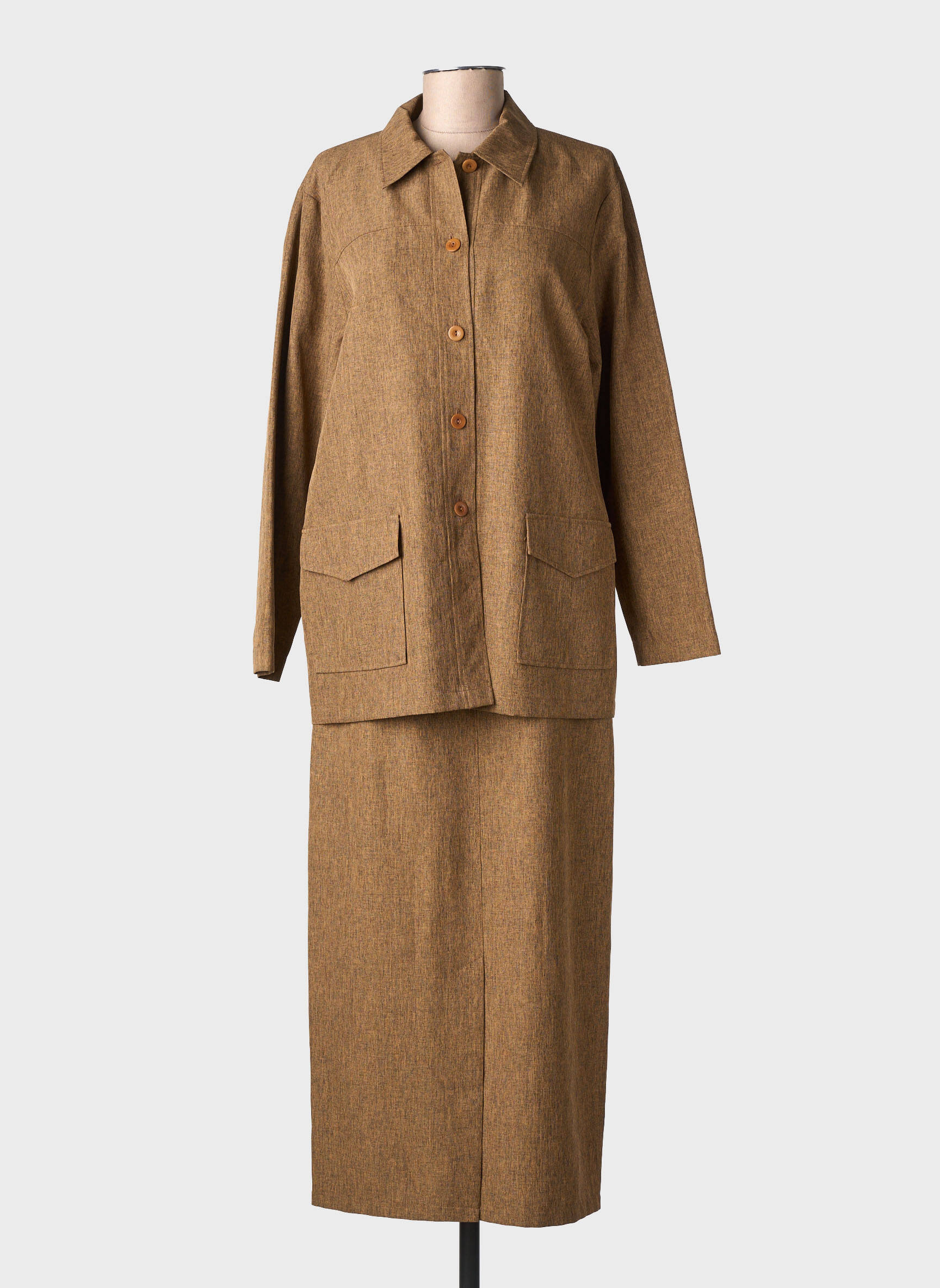 Ensemble jupe fermeture boutonnée sur le devant marron LEWINGER femme