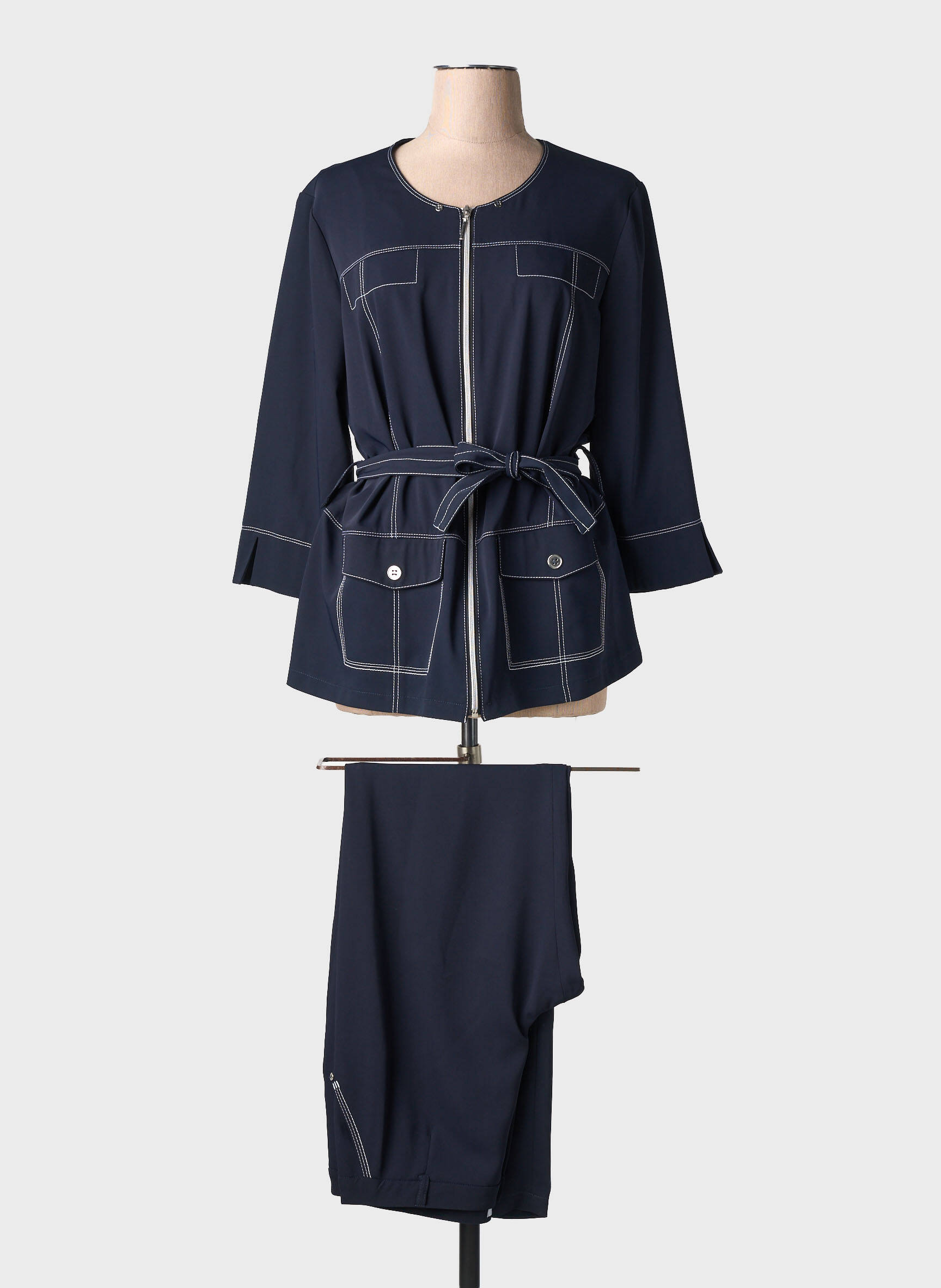 Ensemble pantalon fermeture zippée au dos bleu CHRISTINE LAURE femme