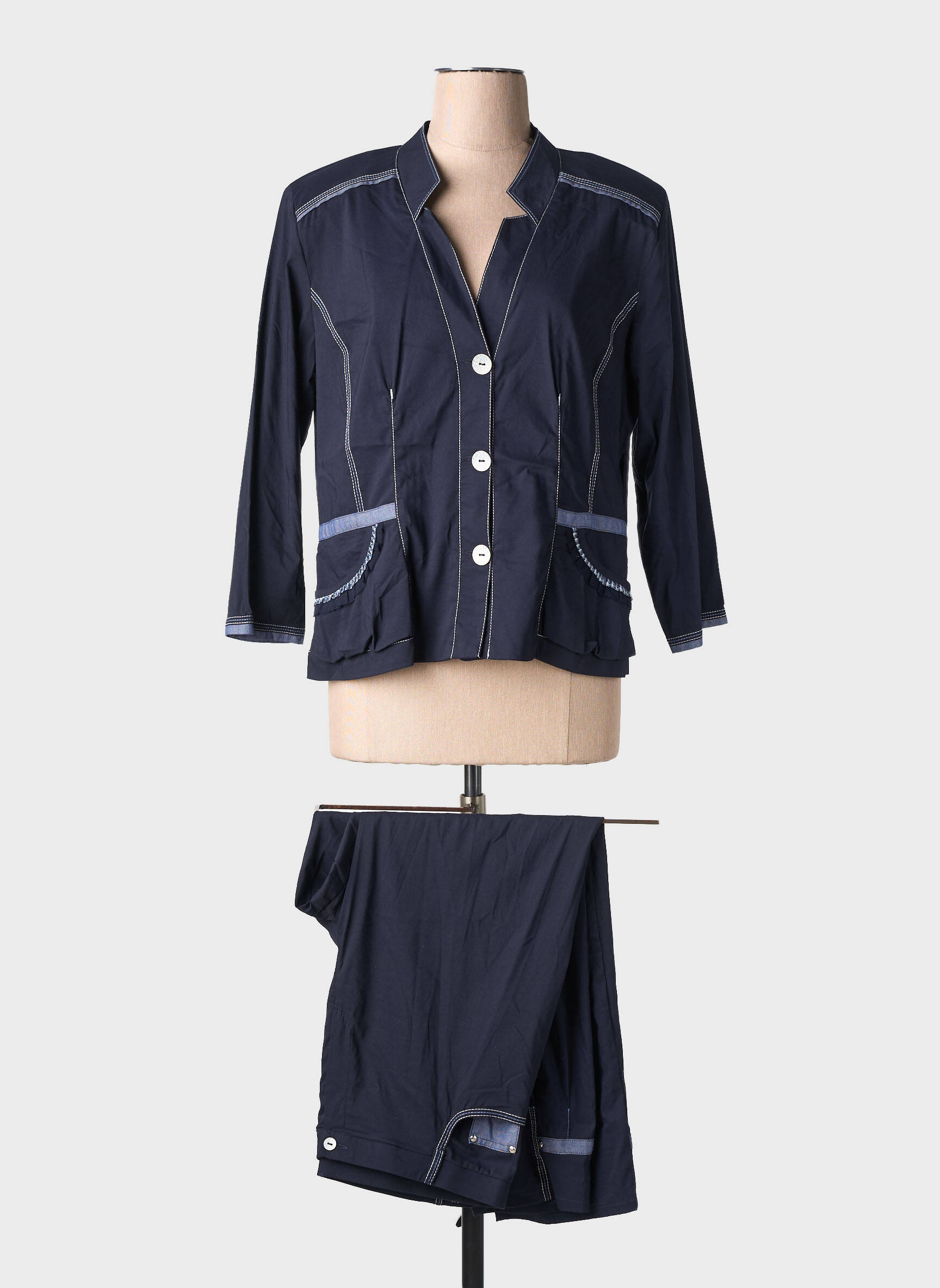 Ensemble pantalon poches bleu CHRISTINE LAURE femme