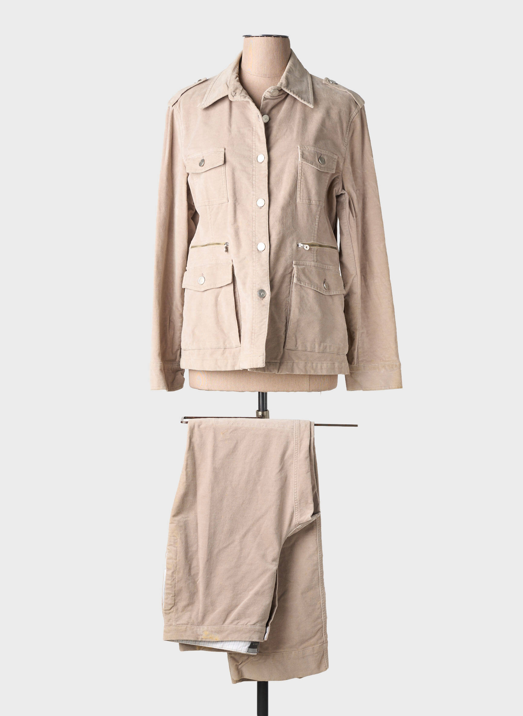 Ensemble pantalon col chemisier beige CLAUDIA GIL femme