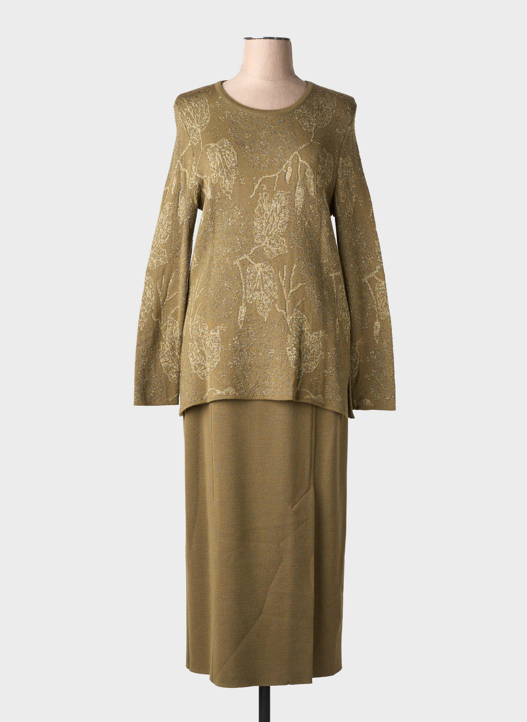 Ensemble jupe coupe cintrée vert JANINE PAUPORTÉ femme