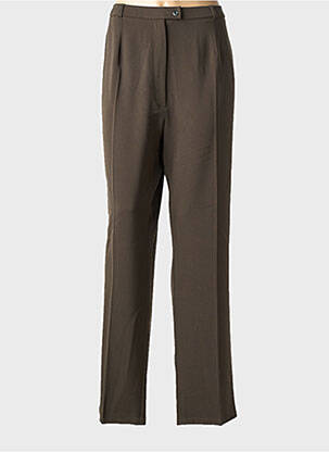 Pantalon droit taille à pinces taille haute vert QUATTRO femme