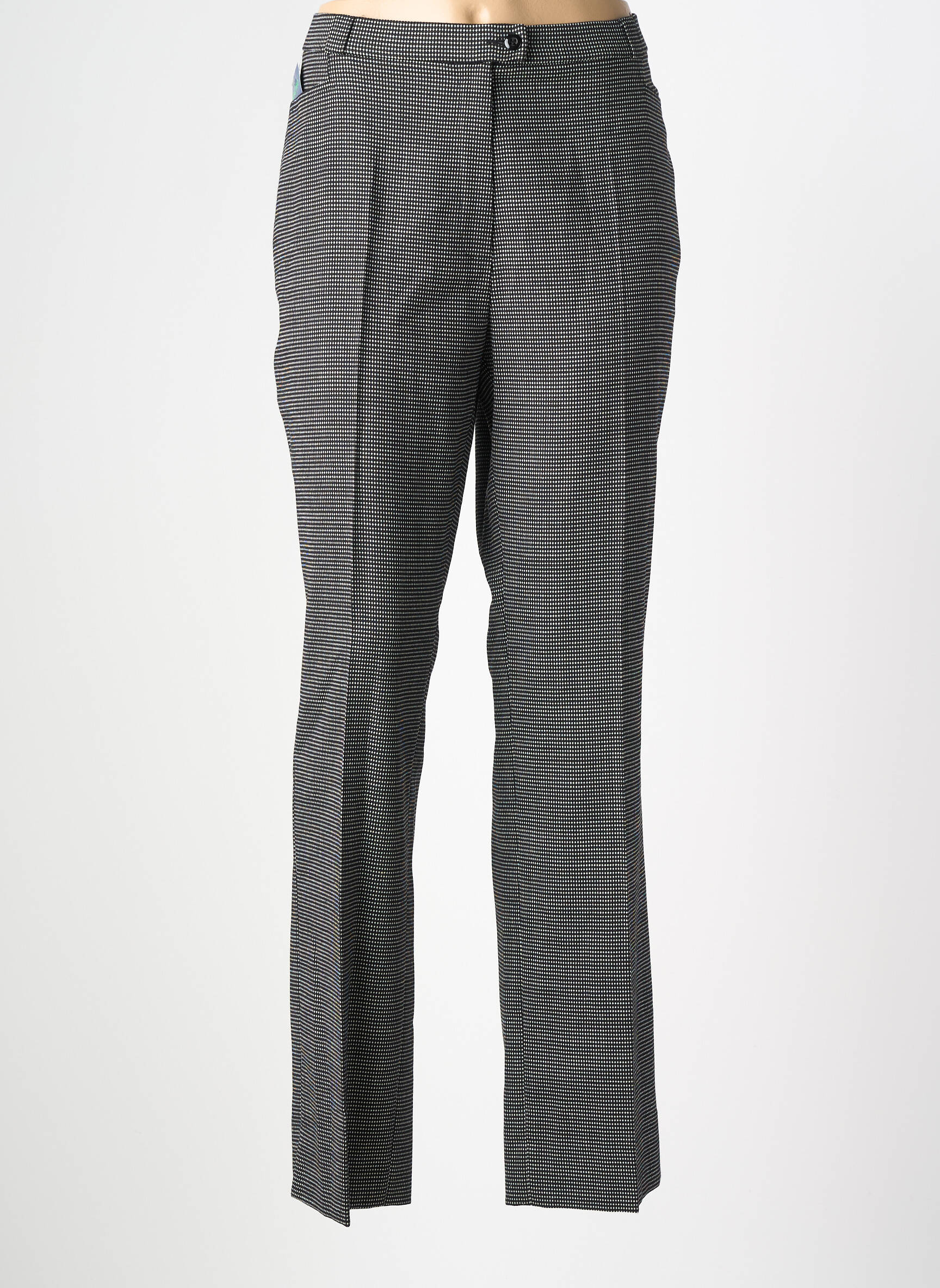 Pantalon droit fermeture zippée sous rabat boutonné taille normale noir QUATTRO femme