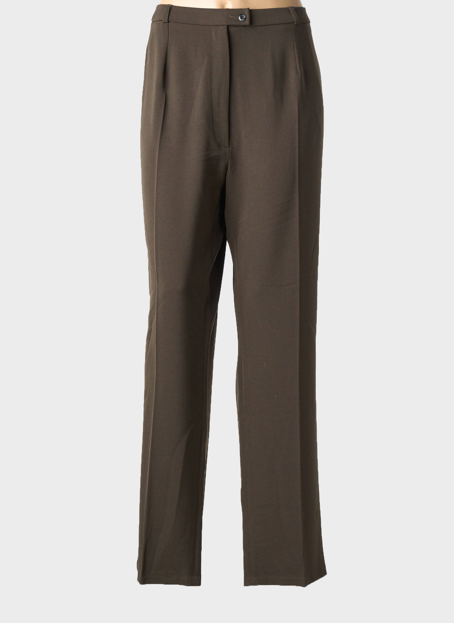 Pantalon droit taille à pinces taille haute vert QUATTRO femme