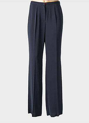 Pantalon large fermeture zippée sous rabat boutonné taille normale bleu CLAUDIA GIL femme