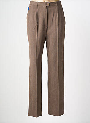 Pantalon droit taille à pinces taille haute marron QUATTRO femme