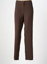 Pantalon droit tissage crêpe taille normale marron QUATTRO femme