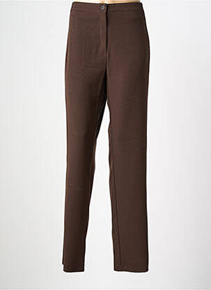 Pantalon droit tissage crêpe taille normale marron QUATTRO femme