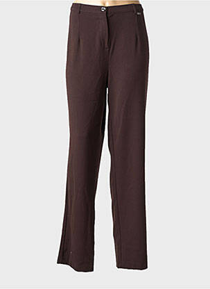 Pantalon droit taille à pinces taille haute marron LEWINGER femme