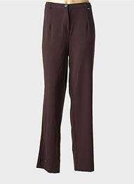 Pantalon droit tissage crêpe taille haute marron LEWINGER femme