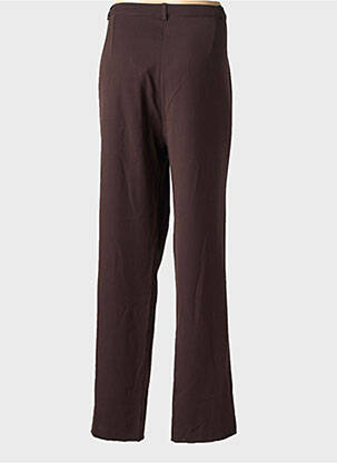 Pantalon droit taille à pinces taille haute marron LEWINGER femme
