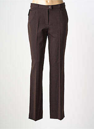 Pantalon droit tissage crêpe taille basse marron QUATTRO femme