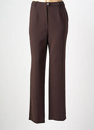 Pantalon droit tissage crêpe taille haute marron KARTING femme