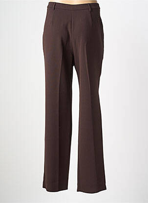 Pantalon droit tissage crêpe taille haute marron KARTING femme