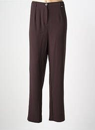 Pantalon droit tissage crêpe taille normale marron LEWINGER femme