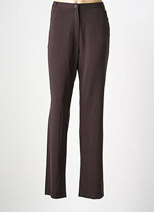 Pantalon droit tissage crêpe taille normale marron QUATTRO femme