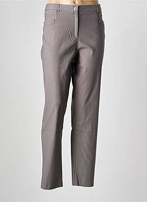 Pantalon slim tissage popeline taille normale gris CHRISTINE LAURE femme