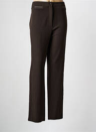Pantalon droit fermeture zippée sous rabat boutonné taille normale marron QUATTRO femme