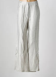 Pantalon large fermeture zippée sous rabat boutonné taille normale argent QUATTRO femme