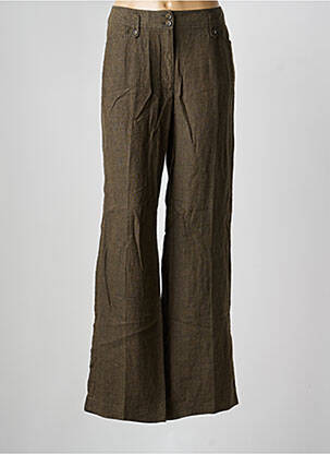 Pantalon droit fermeture zippée sous rabat boutonné taille normale vert OLSEN femme