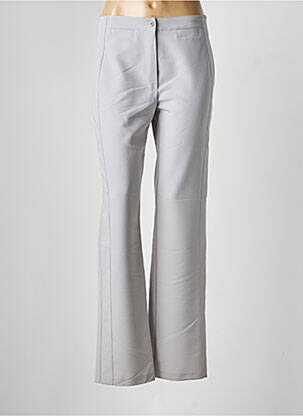 Pantalon droit tissage crêpe taille haute gris QUATTR1 femme