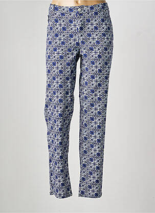 Pantalon slim tissage popeline taille normale bleu CONCEPT K femme