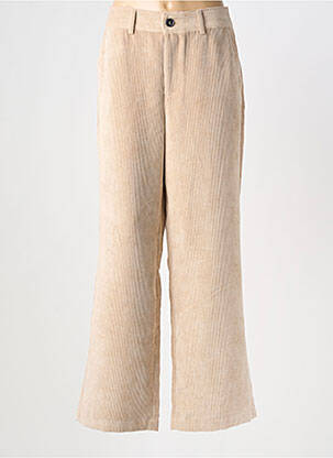 Pantalon large fermeture zippée sous rabat boutonné taille basse beige SOYACONCEPT femme