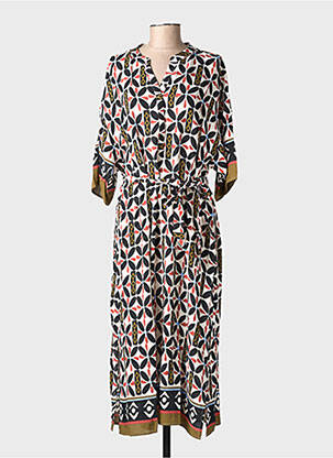 Robe longue imprimé fantaisie manches 3/4 noir SOYACONCEPT femme