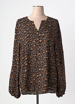 Blouse imprimé fantaisie manches longues marron SOYACONCEPT femme