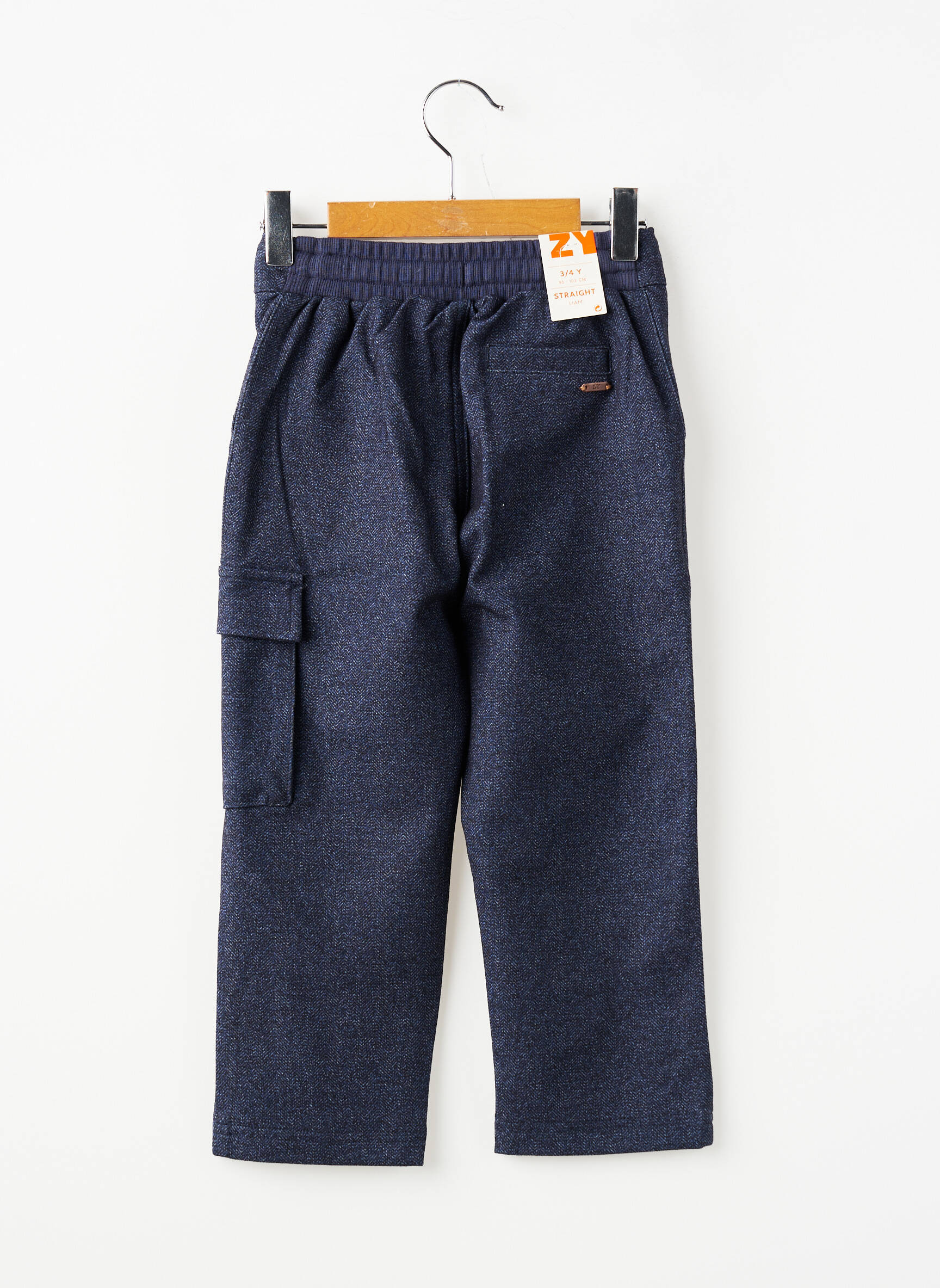 Pantalon cargo slim taille élastique bleu ZY garçon