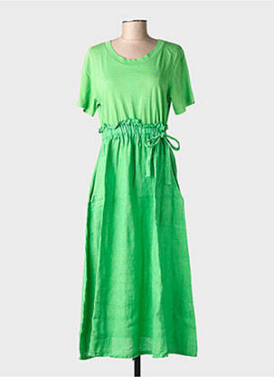 Robe longue manches courtes manches courtes vert GG LUXE femme
